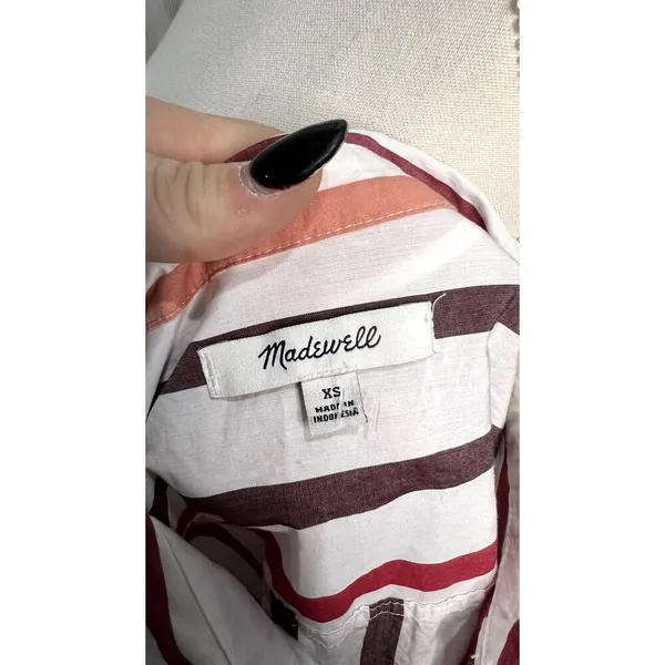 Madewell Women's XS‎ Striped Button-Up Shirt Long Sleeve Casual Relaxed Fit - Image 10