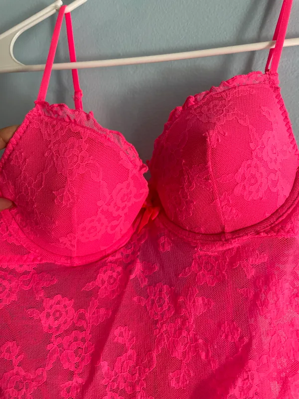 Victoria's Secret Lace Pink Babydoll Lingerie 36B - Image 4
