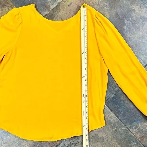 Ann Taylor LOFT Women's Yellow Long-Sleeve Blouse Medium - Image 3