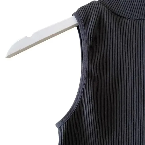 Zara Black Ribbed Knit Mock Neck Sleeveless Women’s Blouse SZ S #1702 - Image 4