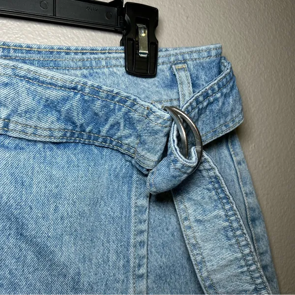 MNG Mango Cotton Denim Belted Cargo Mini Skort Skirt Women’s Size Medium - Image 7