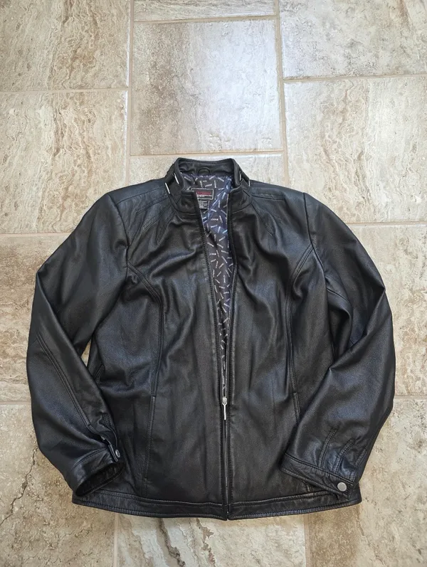 Bradley Bayou Womens Black Leather Jacket Coat Size Large Zip Retro Grunge - Image 2