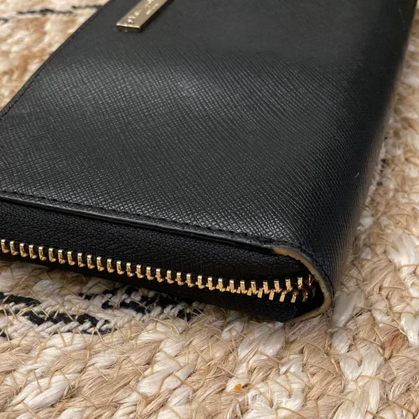 Kate Spade New York Black Leather‎ Zip Around Wristlet Wallet - Image 13
