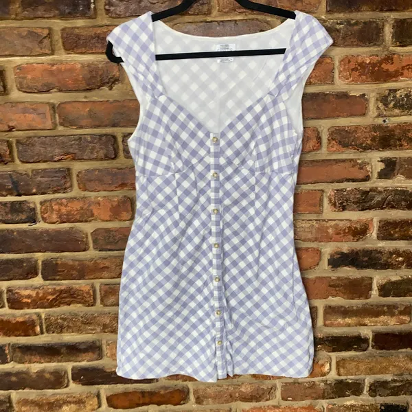 Saylor Gray White Gingham Plaid Hadleigh Mini Dress Women's Size Medium - Image 2