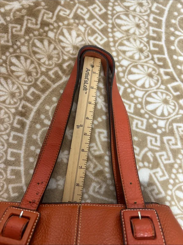 Liz Claiborne Burnt Orange Pebble Leather Shoulder Bag - Image 9