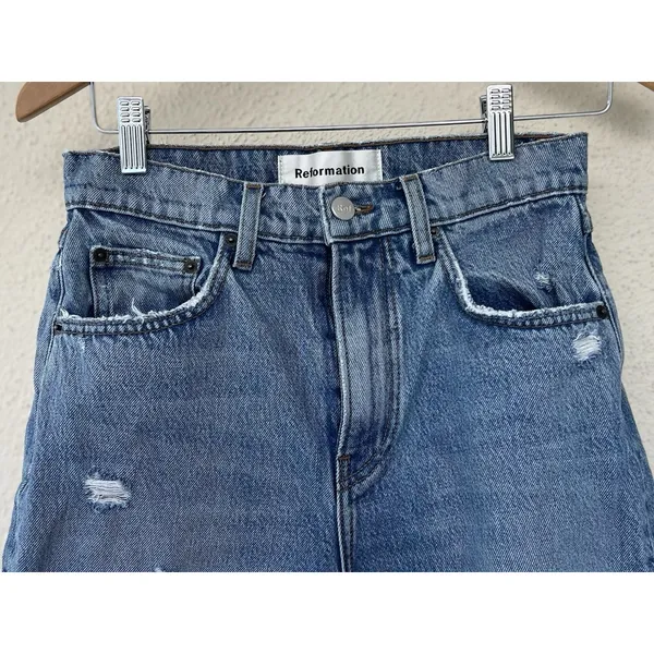 Reformation Julia High Rise Cigarette Jeans Size 27 Distressed Savu Wash Ankle - Image 2