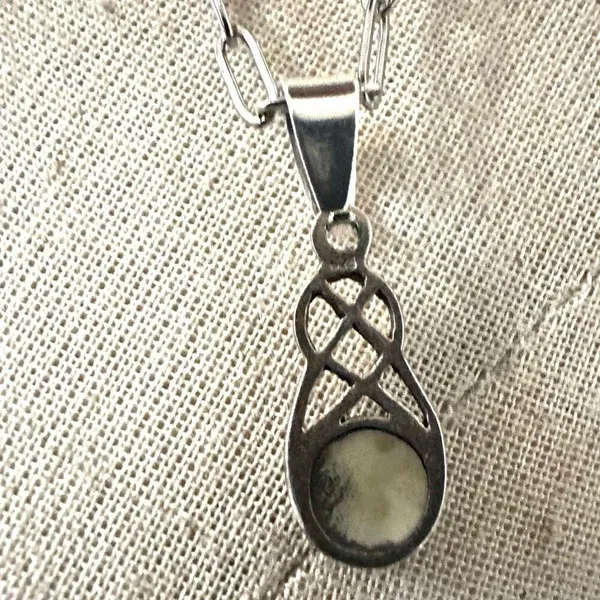 Sterling Silver Celtic Knot Pendant Necklace with Turquoise-Colored Stone - Image 6