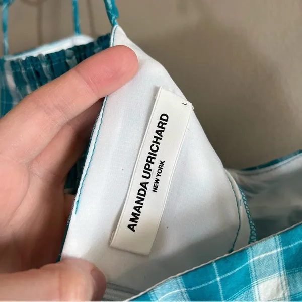 ✨ Amanda Uprichard Women’s Blue White Gingham Tank Top Large - Image 7