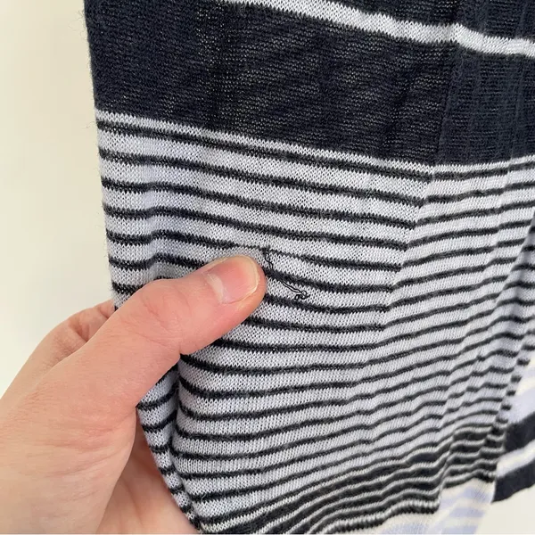 ANN TAYLOR LOFT Striped Fine Knit Open Cardigan Blue / Periwinkle ? Navy Sweater - Image 10