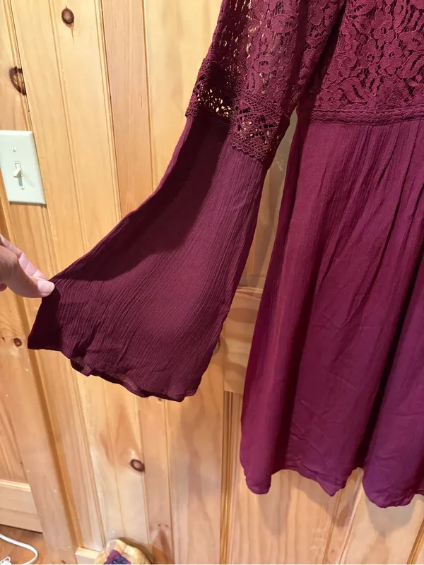 Altar'd State wine-colored babydoll mini dress women’s M NWT - Image 3
