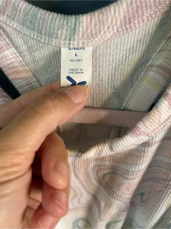 Old Navy Women's Pastel Marble-Print Racerback Tank Top | Size Large Summer - Image 2