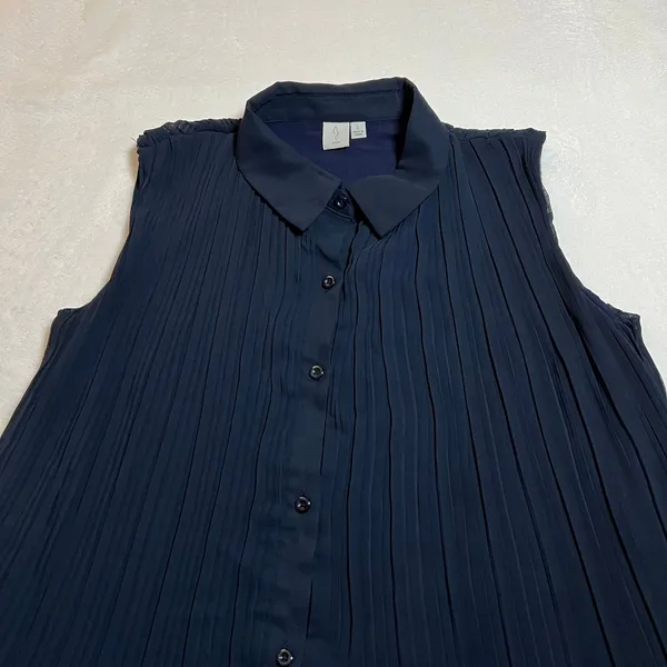 Joie Sleeveless Pleat Mini Button Up Shirt Dress Size L Casual Preppy Classic - Image 4