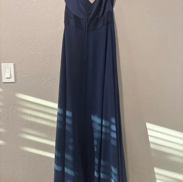 David’s Bridal Navy Blue Spaghetti Strap Bridesmaid Dress - Image 5