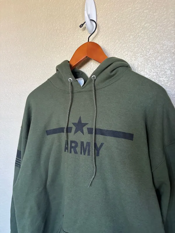 Jerzees Green Army Hoodie - Image 2