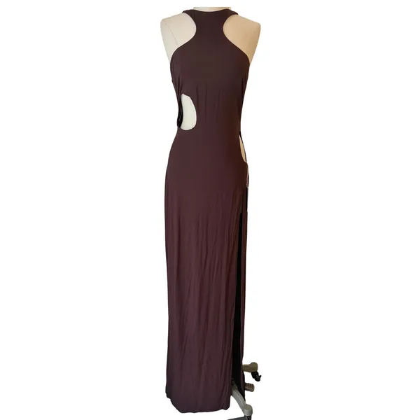 Riot Swim Capri Coverup Maxi Dress XL Cut Out Halter Open Back Resort Beach‎ NWT - Image 3