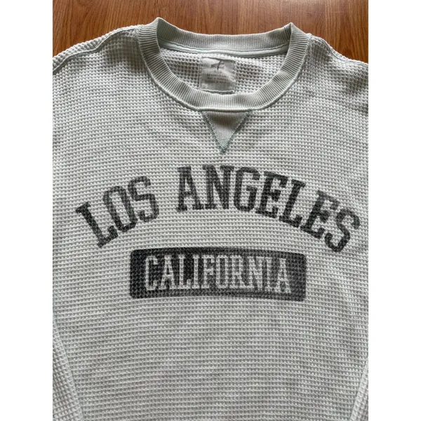 Aerie Waffle Knit Mint Green Graphic Crewneck Sweatshirt Size Large - Image 3