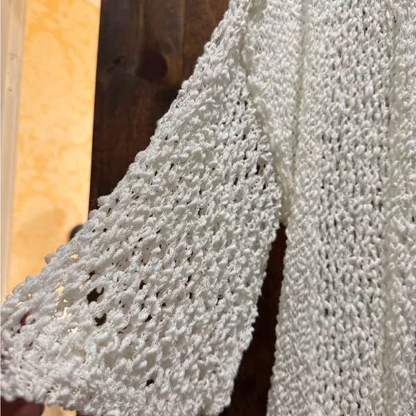 POL White Knit Open Cardigan with pocket very long size M - Image 3