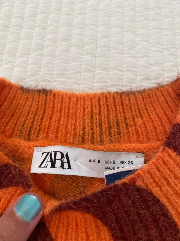 Orange and burgundy swirl Zara sweater - Image 4