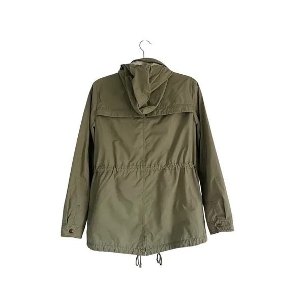 Banana Republic Hooded Anorak Jacket Sage Green Rain Utility Coat Size Small - Image 4