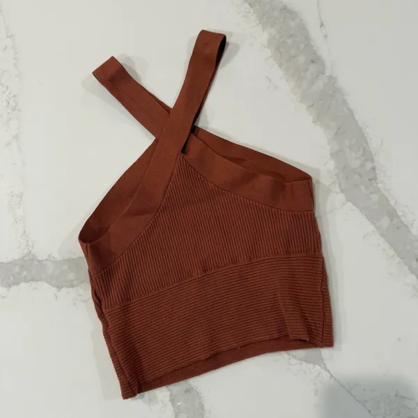 Abercrombie & Fitch Ottoman Ribbed Twist Crop Top Tank Women’s Medium Terracotta - Image 6