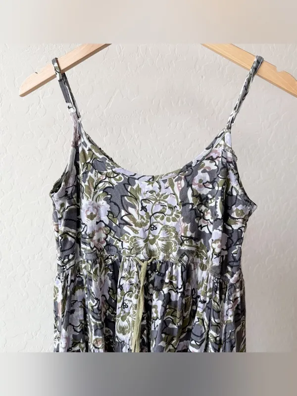 Free People Western Royalty Beaded Strappy 100% Cotton Paisley Short Sundress - Image 5