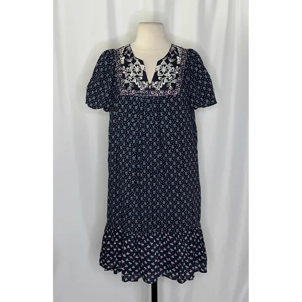 Anthropologie ONE SEPTEMBER Alpina Tunic Dress Embroidered Floral Ruffle X-Small - Image 2