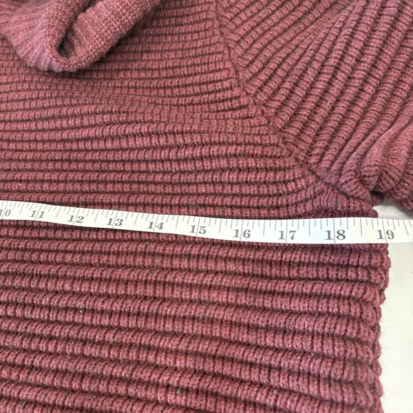Madewell Knit Sweater Size XXS Red Burgundy Wool‎ Blend Side Button Turtleneck - Image 9
