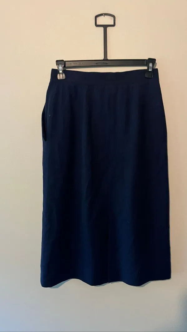 Vintage Christian Dior Separates Navy Blue Midi Skirt Size 8 Pleated High Waist - Image 2