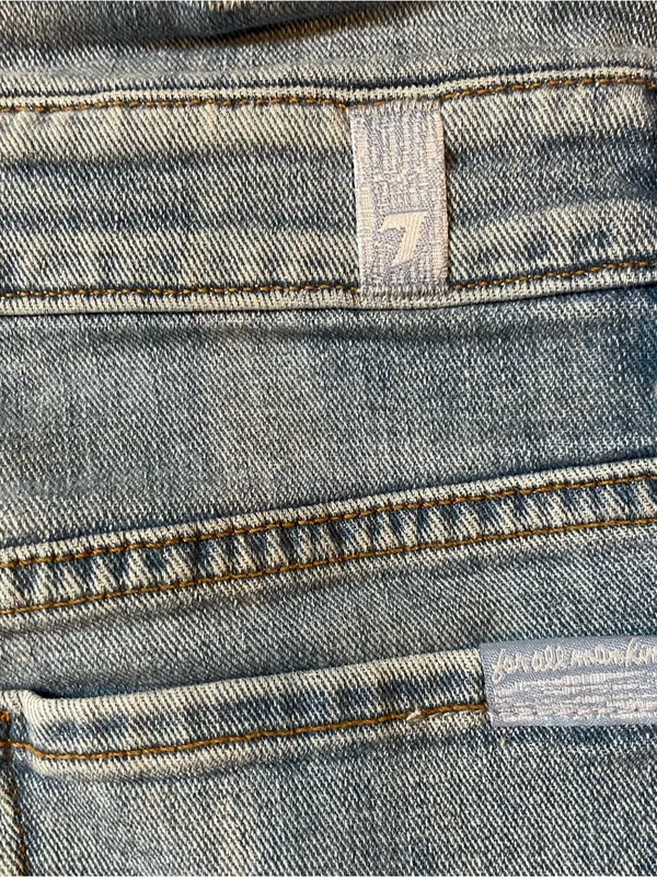 7 For All Mankind Paper Bag Jean Women 27” High Waist Skinny Frayed Ruffle Waist - Image 8