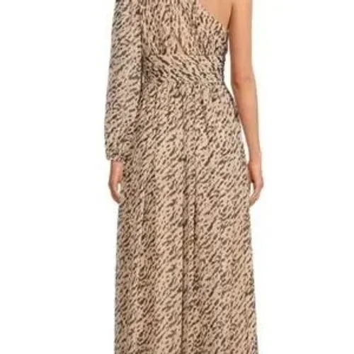 Gianni Bini Dalia One Shoulder Animal Print Chiffon Maxi‎ Dress Asymmetrical 4 - Image 3