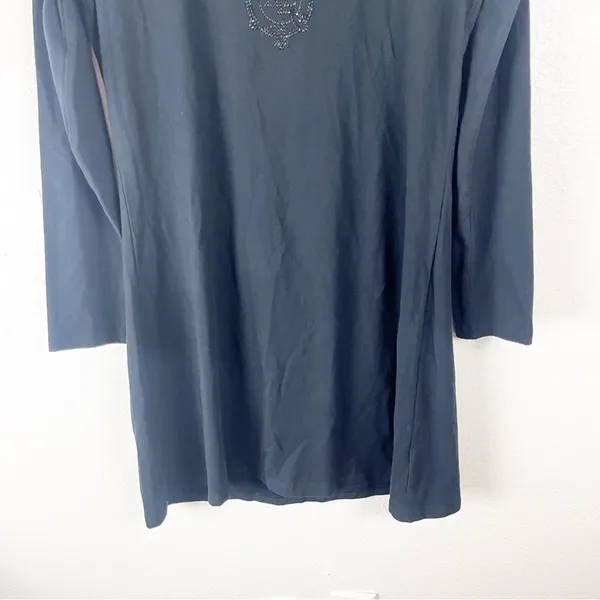 LAUREN RALPH LAUREN Black Long Sleeves Sequin Logo Dress Size Large Academia - Image 8