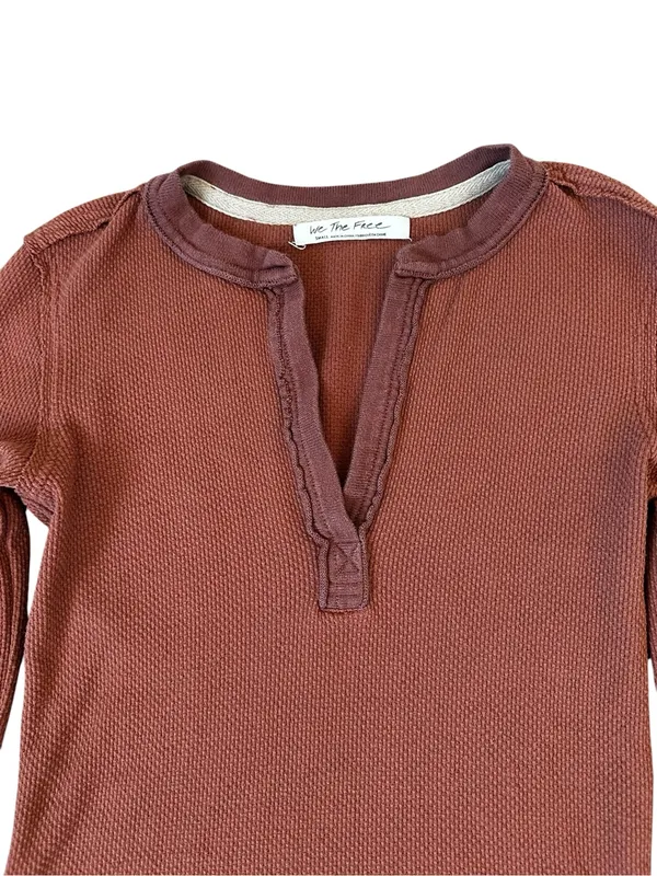 Free People We The Free Mikah Thermal Top Knit Cuff Sleeves Boho Grunge Gorpcore - Image 4
