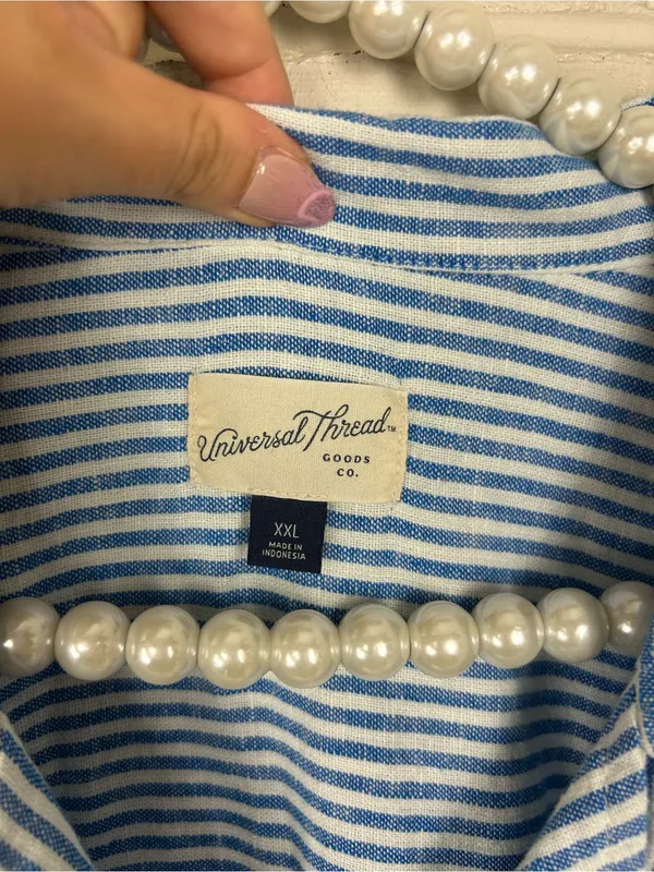 Universal Thread Striped Linen Blend Boxy Top Plus Size XXL - Image 5