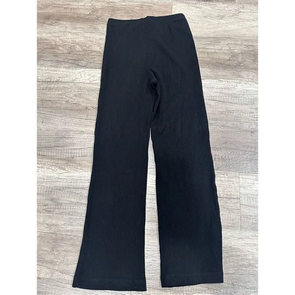 Reformation Mirabel Ribbed Hi Rise‎ Stretch Straight Leg Lounge Black Pants XS - Image 9