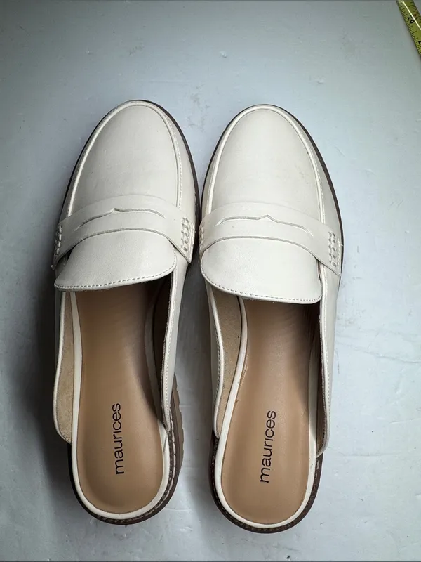 Maurices Gretchen Off-White cream Penny Loafer Mules clogs 11 casual office - Image 4