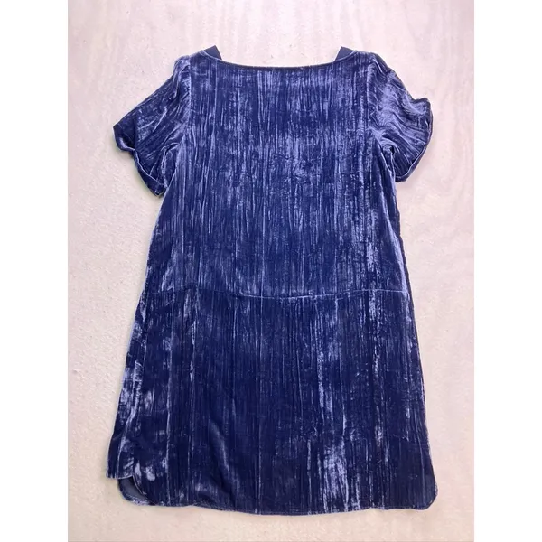 Floreat Velvet Shift Dress Women M Blue Short Sleeve Pockets Mini Whimsigoth‎ - Image 8
