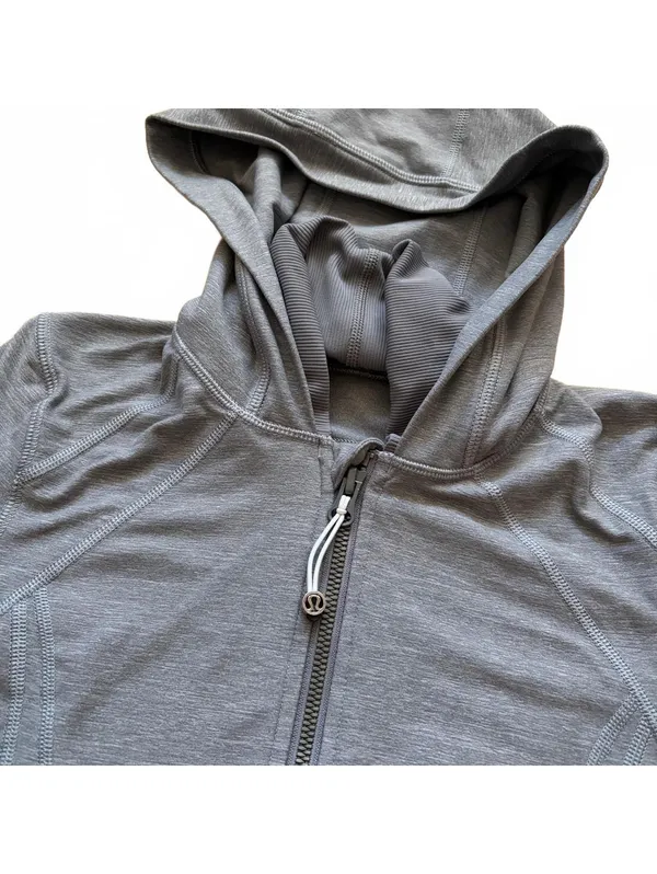 Lululemon Daily Practice Jacket Hoodie Luon Heathered Slate Gray Women's Size 4 - Image 6