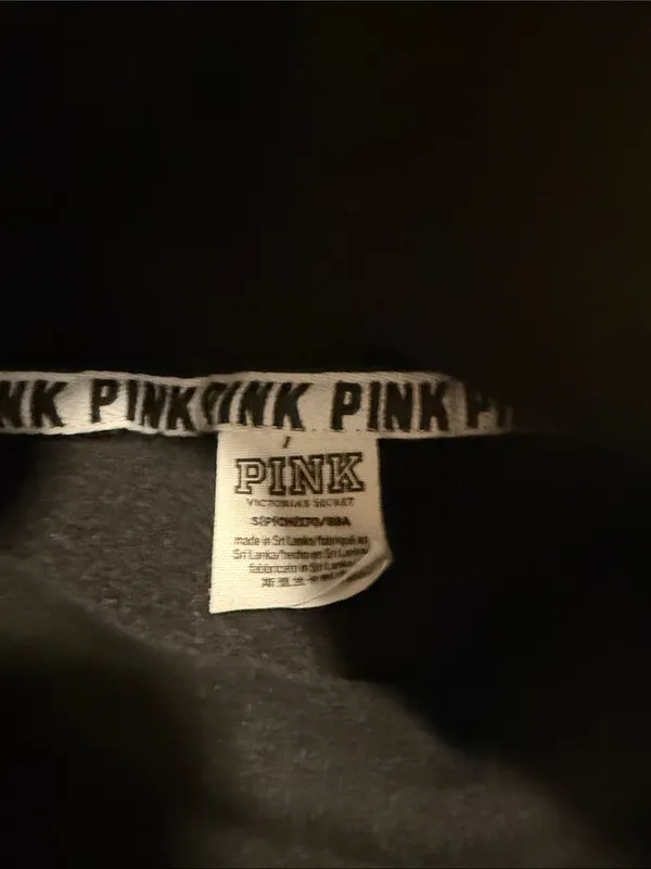 PINK Victoria's Secret Black Pullover Hoodie with Gold & Silver Sequin Logo - Image 2