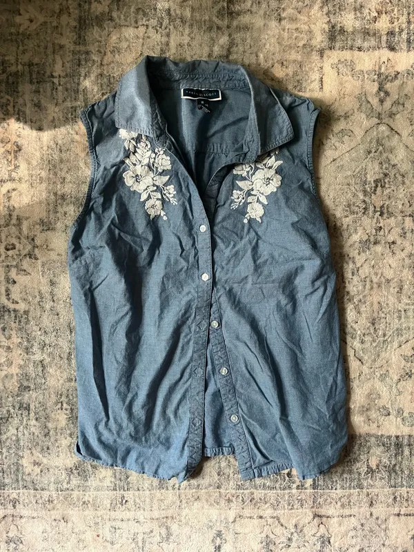 Karen Scott Button-Up Denim Tank - Image 2