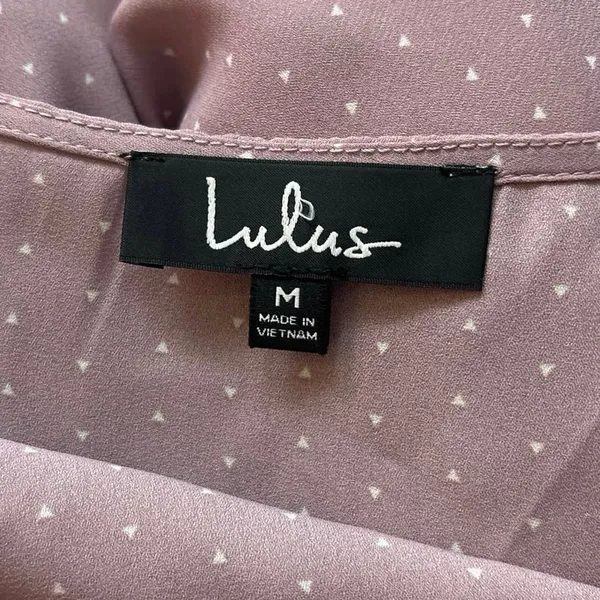 NEW Lulus Farah Pink Mauve V Neck Polka Dot Tie Flutter Sleeve Midi Wrap Dress M - Image 9