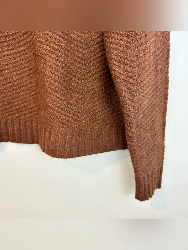 NWT Old Navy Wool Alpaca Blend Brown Chunky Knit Crop Mock Neck Sweater Large - Image 5