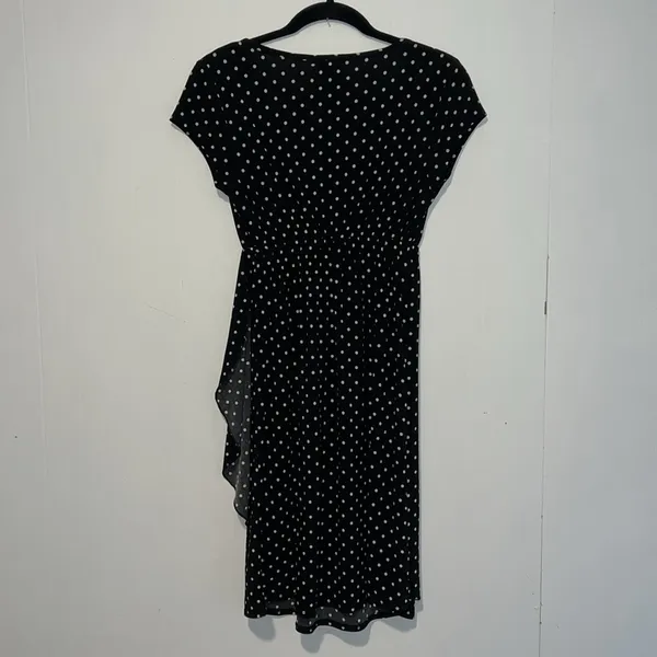 Love Rocks Asymmetrical Short Sleeve V-neck Polka Dot Dress Knee Length 071426 - Image 2