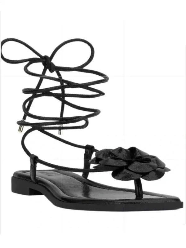 NEW INC. Intl. Concepts Macy's Gilma Flower Lace-sip Sandals Black Size 7.5 - Image 2