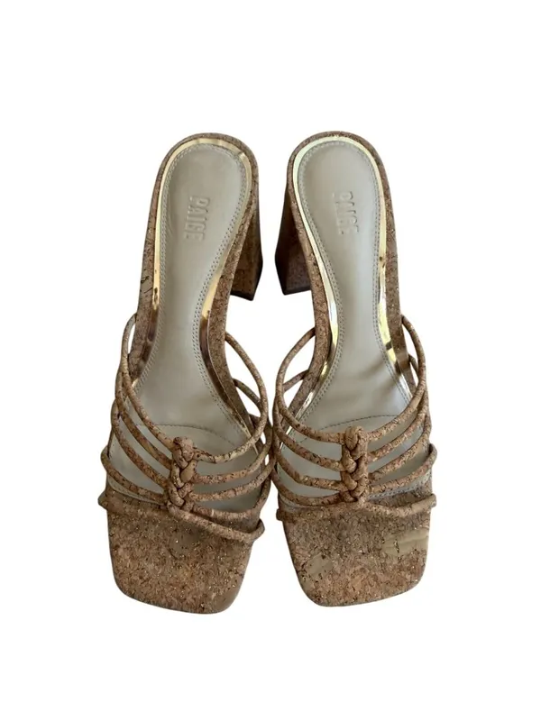 PAIGE Cork Finish Strappy Sandals Heels Size 6.5 - Image 7
