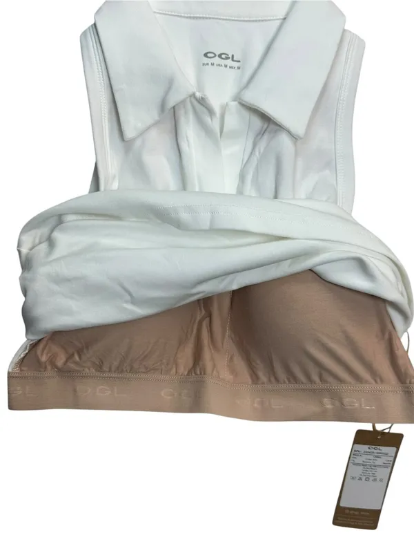 OGL Move Women’s Small White Sleeveless Polo Top Built In Bra Padded Stretch NWT - Image 5