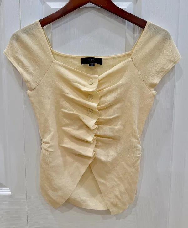 ZARA Yellow Ruched Top - Image 2