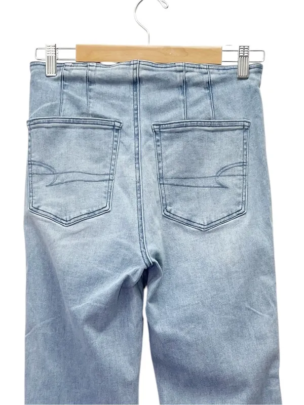 American Eagle Jeans Women Sz M High Waist Stretch Flare Light Wash Bell Bottom - Image 5