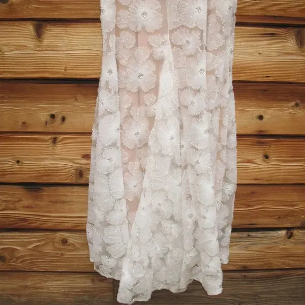 NWT Betsy & Adam Women's Embellished Floral Soutache Sleeveless Gown Dress White - Image 14