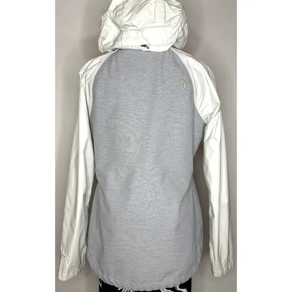 The North Face HyVent Rain Jacket Womens Small Grey White Hooded Shell Coat - Image 6