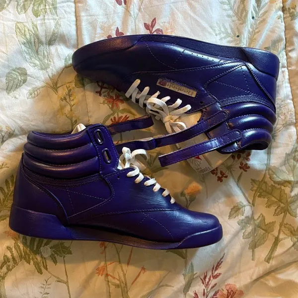 Reebok “Freestyle” Classic Purple and White High-Tops - Image 2